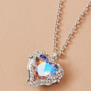 Rhinestone Heart Charm Necklace